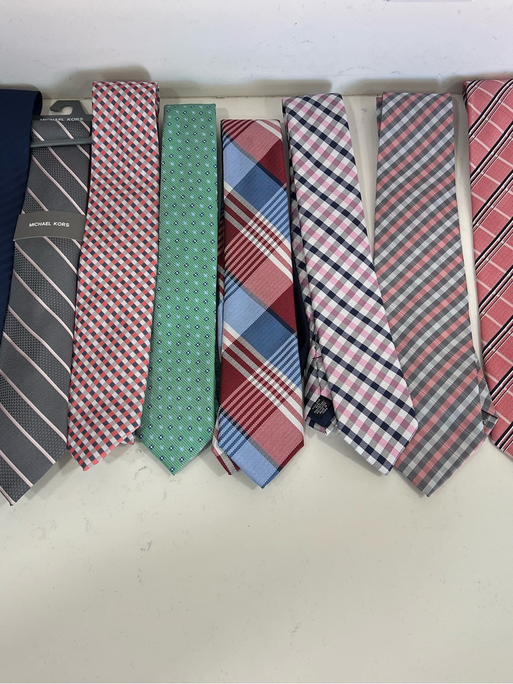 Giorgio Armani Pink, Blue and Red Plaid Silk Tie